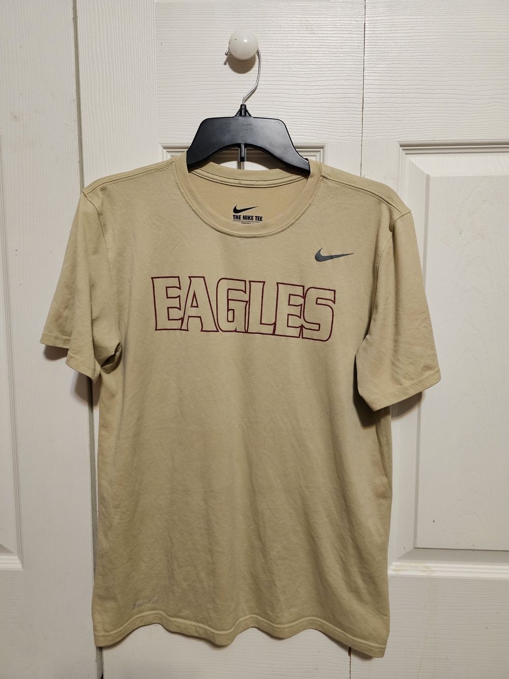Nike Men's 'Eagles' Short-Sleeve Crew Tee - Khaki with Maroon Graphic